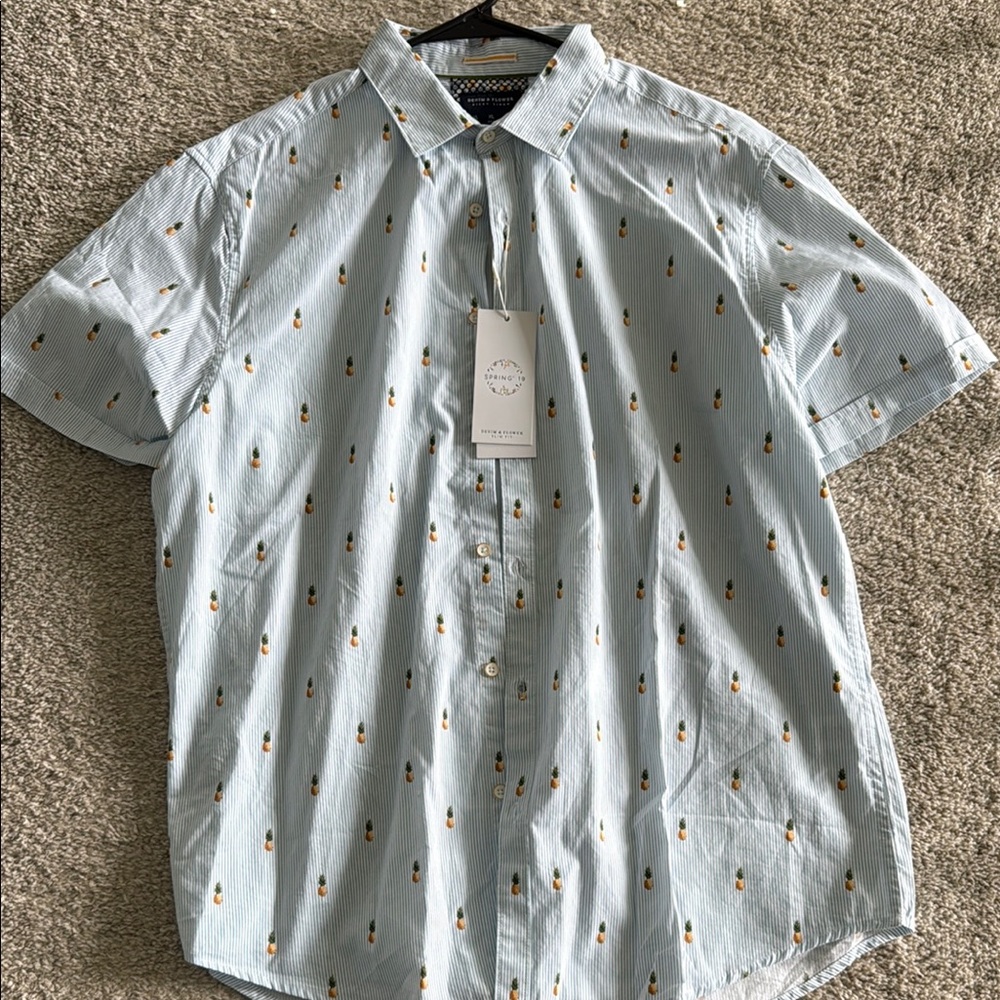 Denim & Flower Blue Casual Button Down Shirt